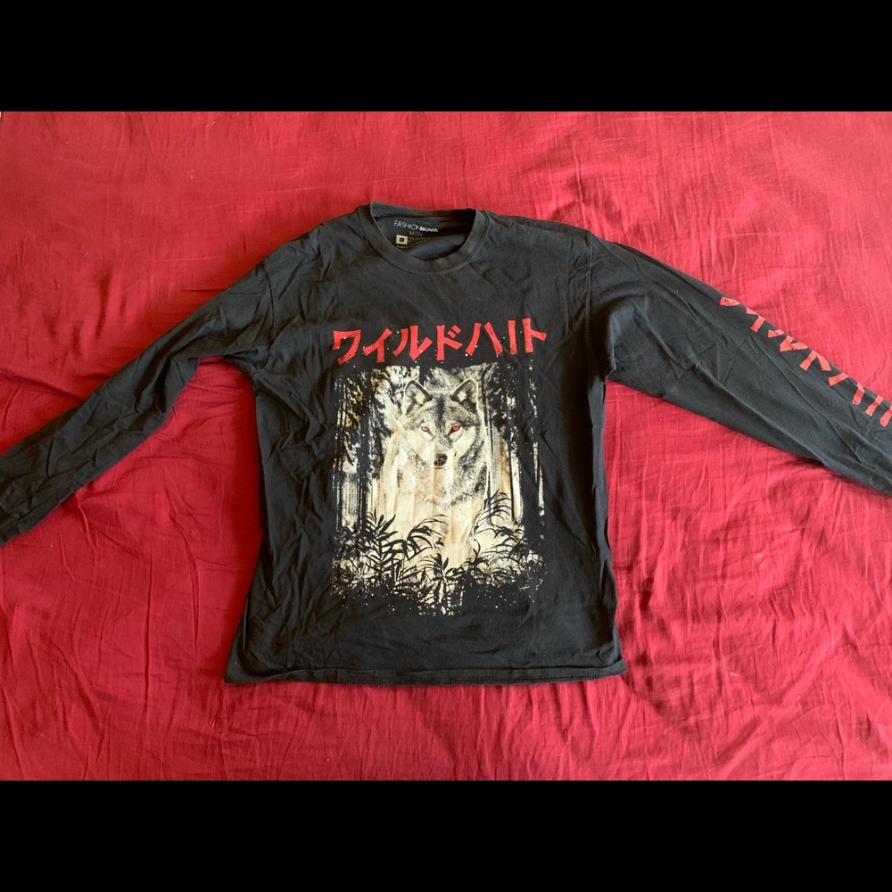 Black Long sleeve Wolf Shirt